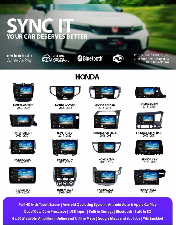 Honda Android Auto CarPlay replacement head unit