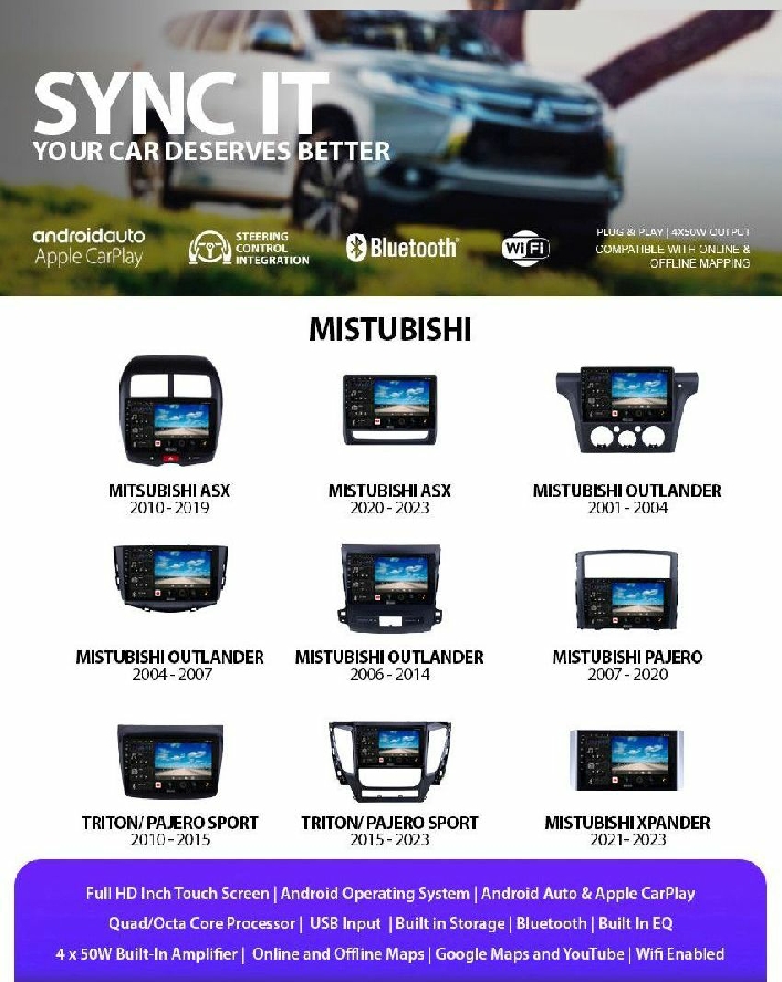 Mitsubishi Android Auto CarPlay replacement head unit